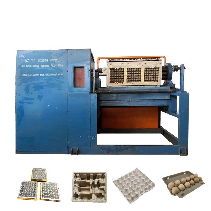 Línea de producción automática rotativa de bandejas de huevos a 2000 piezas/hora, utilizando pulpa de papel reciclado para crear varios tipos de cartones y bandejas de huevos, controlada por PLC