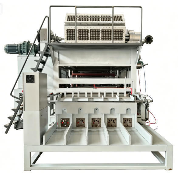 Máquina rotativa de línea de producción de bandejas de huevo de papel de 5000 pcs / h con moldeado de pulpa completa de secado y sistemas automáticos de apilamiento para bandejas de huevo de papel de cartón de huevo bandejas de manzana con 5 * 8 moldes de formación