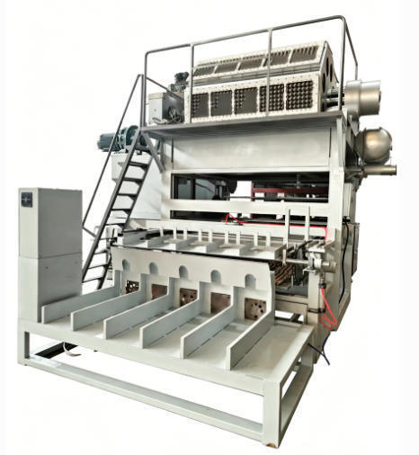 Máquina rotativa de línea de producción de bandejas de huevo de papel de 5000 pcs / h con moldeado de pulpa completa de secado y sistemas automáticos de apilamiento para bandejas de huevo de papel de cartón de huevo bandejas de manzana con 5 * 8 moldes de formación